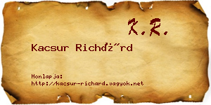Kacsur Richárd névjegykártya